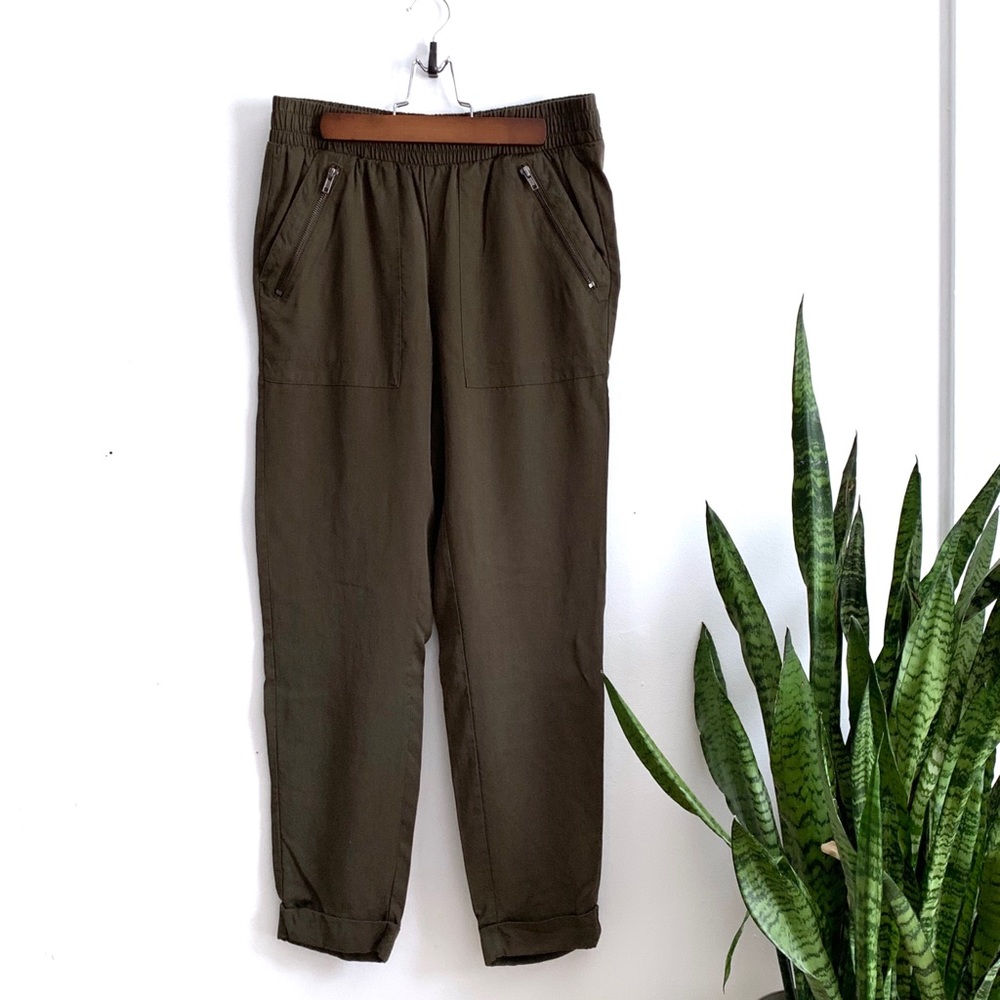 Olive Elastic Joggers Army Green Pants casual